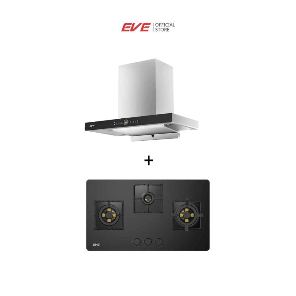 ชุดเซต เตาฝังแก๊ส 3 หัว + เครื่องดูดควันติดผนัง EVE HB78-3BBTA/BG ขนาด 78 ซม. สีดำ + HC-OLYMPUS-90 ขนาด 90 ซม. สแตนเลส_5